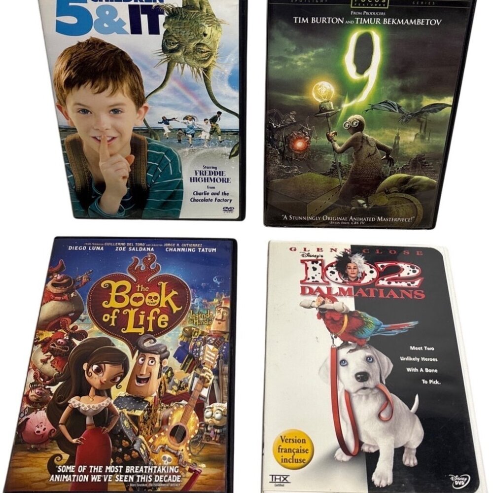 Family Children DVD Lot of 4 The Book of Life, 102 Dalmatians, 5 Children It, 9